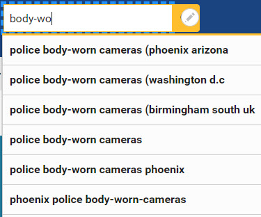 when using site search, the site will offer suggestions based on what you start typing